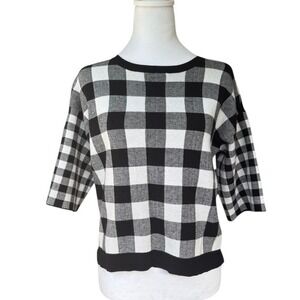 Karen Mullen Buffalo Plaid Short Sleeve sweater‎
